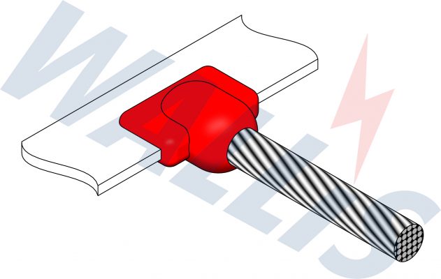 In-situ image of a cable to bar welding connection