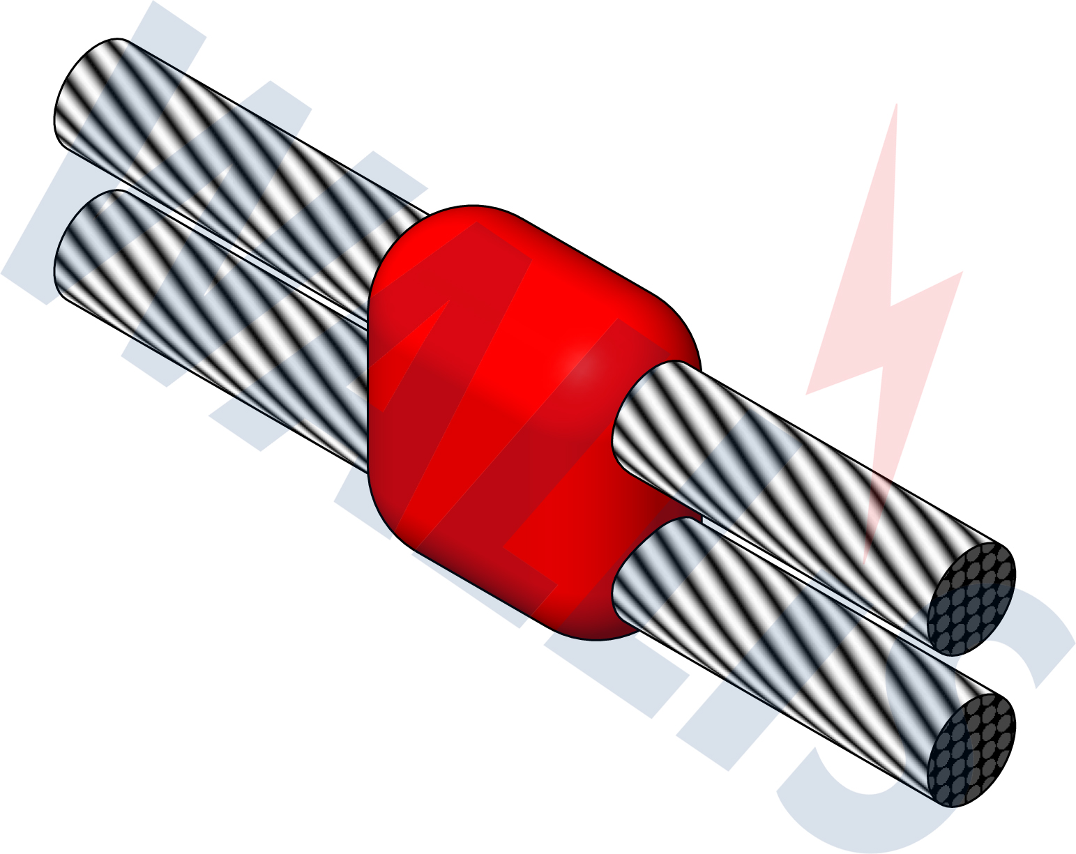 In-situ image of a cable to cable welding connection