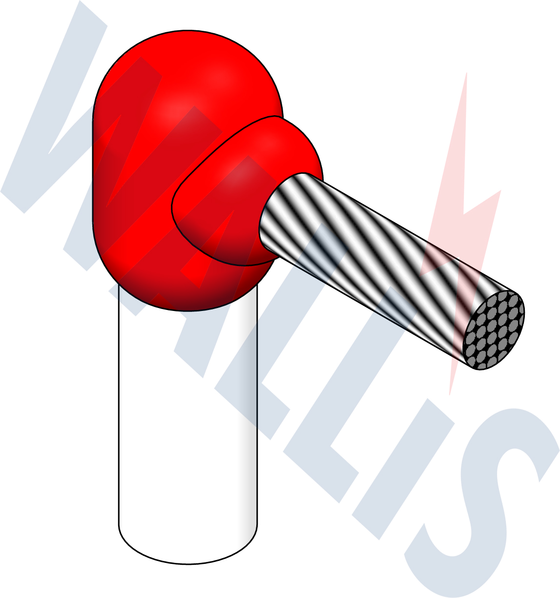 In-situ image of a cable to earth rod welding connection