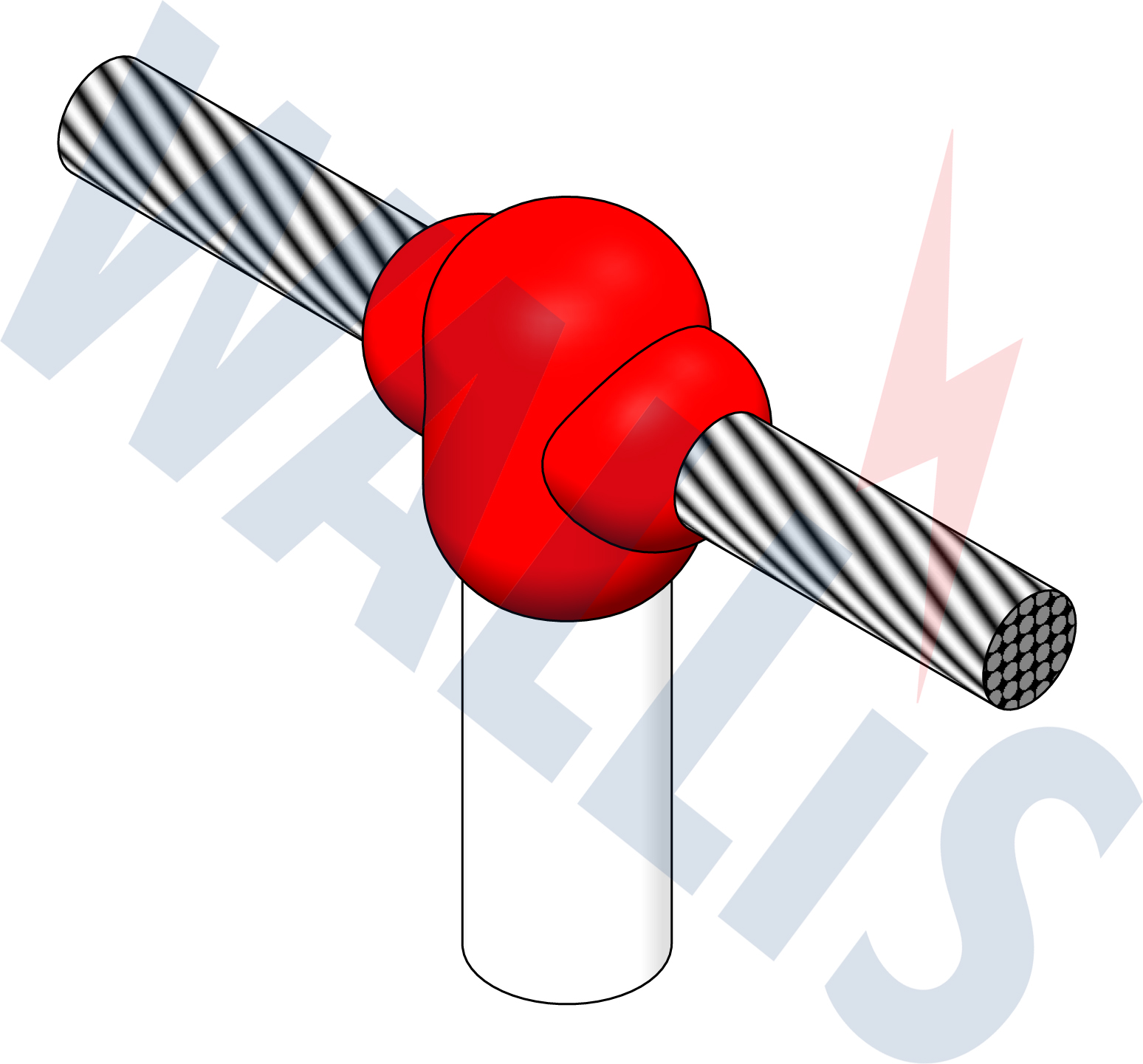 In-situ image of a cable to earth rod welding connection