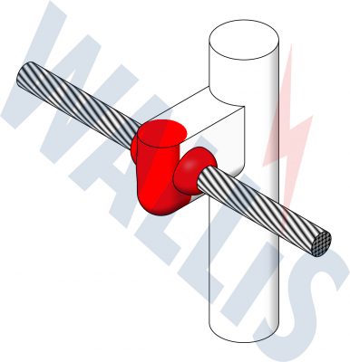 In-situ image of a cable to earth rod welding connection