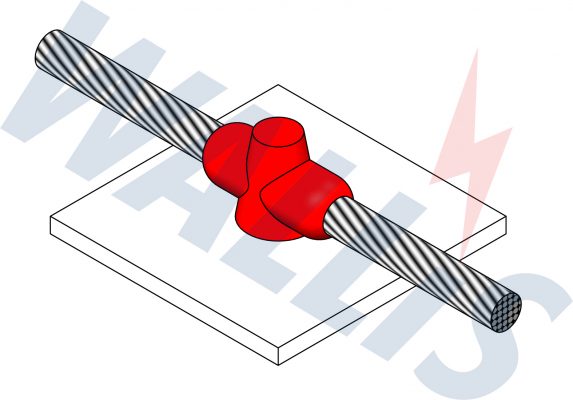 In-situ image of a cable to steel surface welding connection