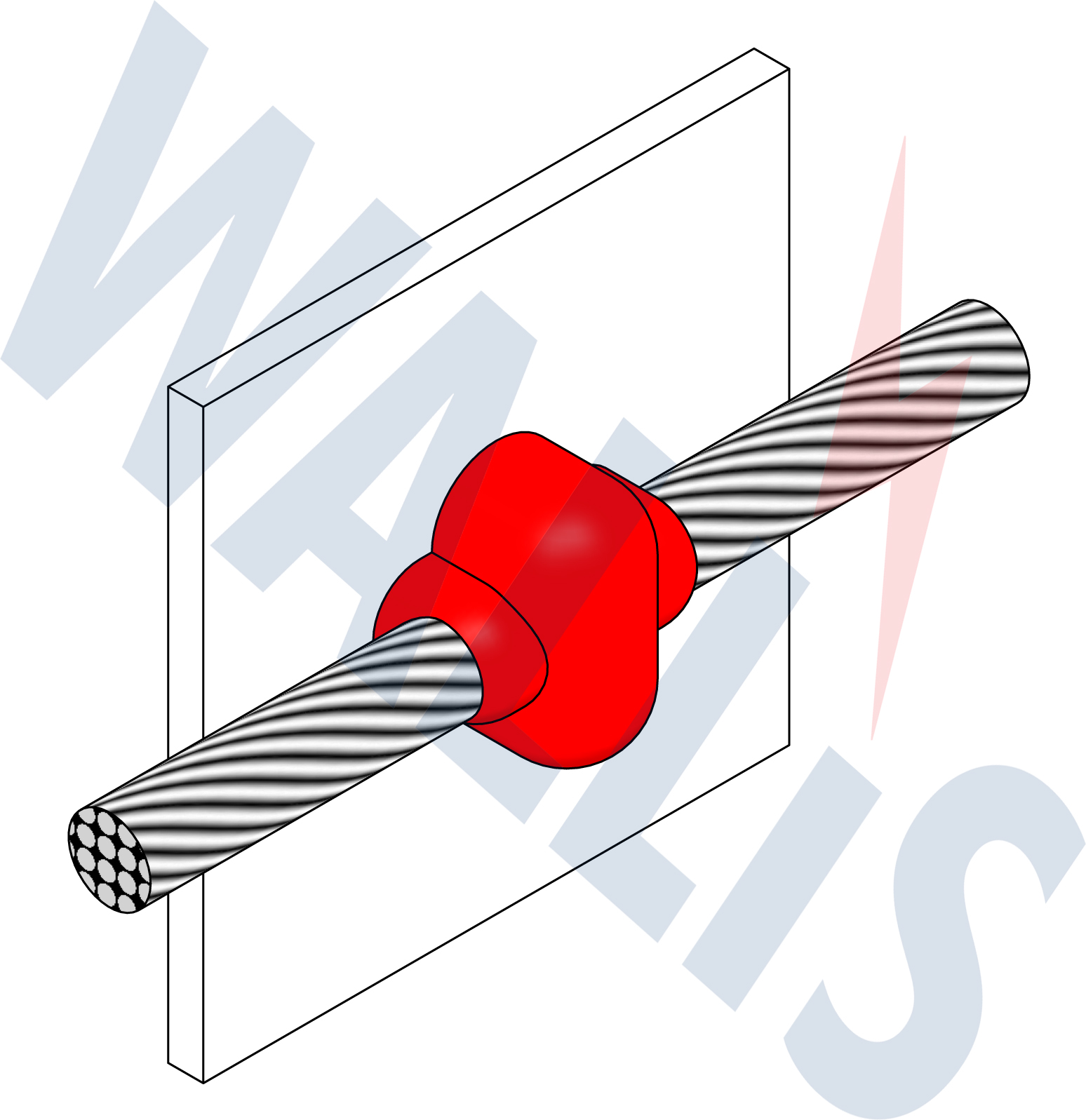 In-situ image of a cable to steel surface welding connection