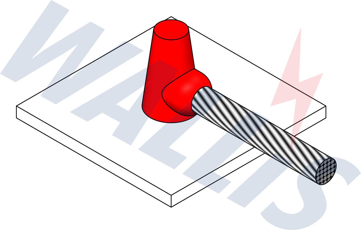 In-situ image of a cable to steel surface welding connection