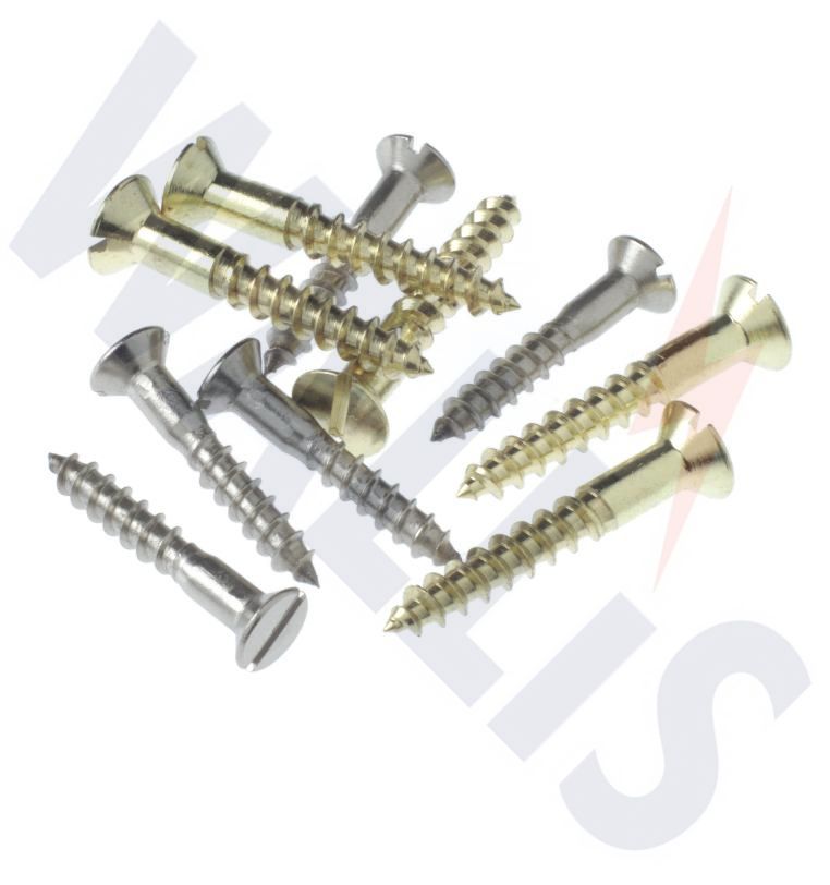 An image of the brass and stainless-steel Wallis countersunk wood screws