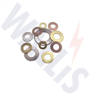 An image of phosphor bronze, brass and stainless steel Wallis flat washers