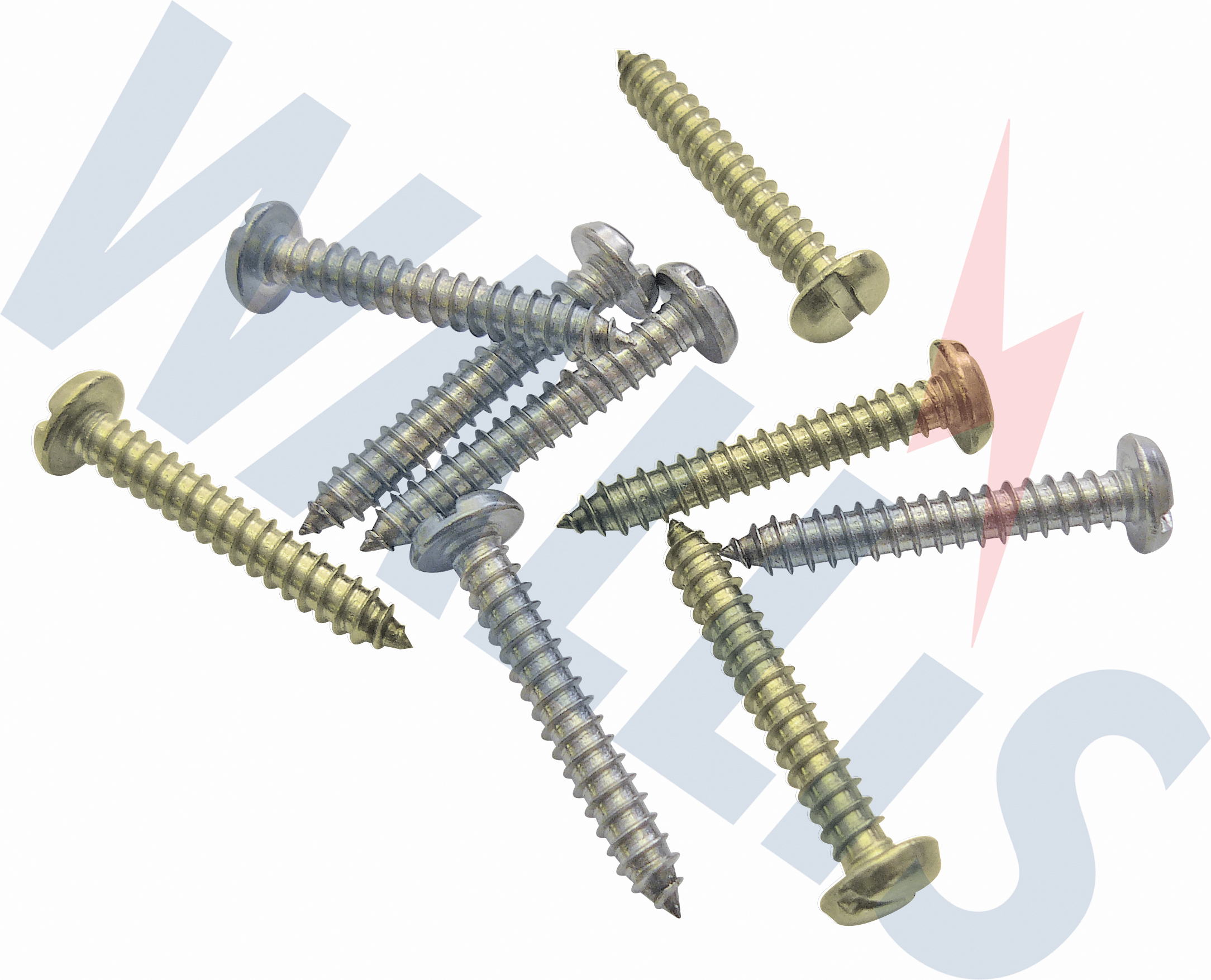 An image of brass and stainless steel Wallis round head wood screws