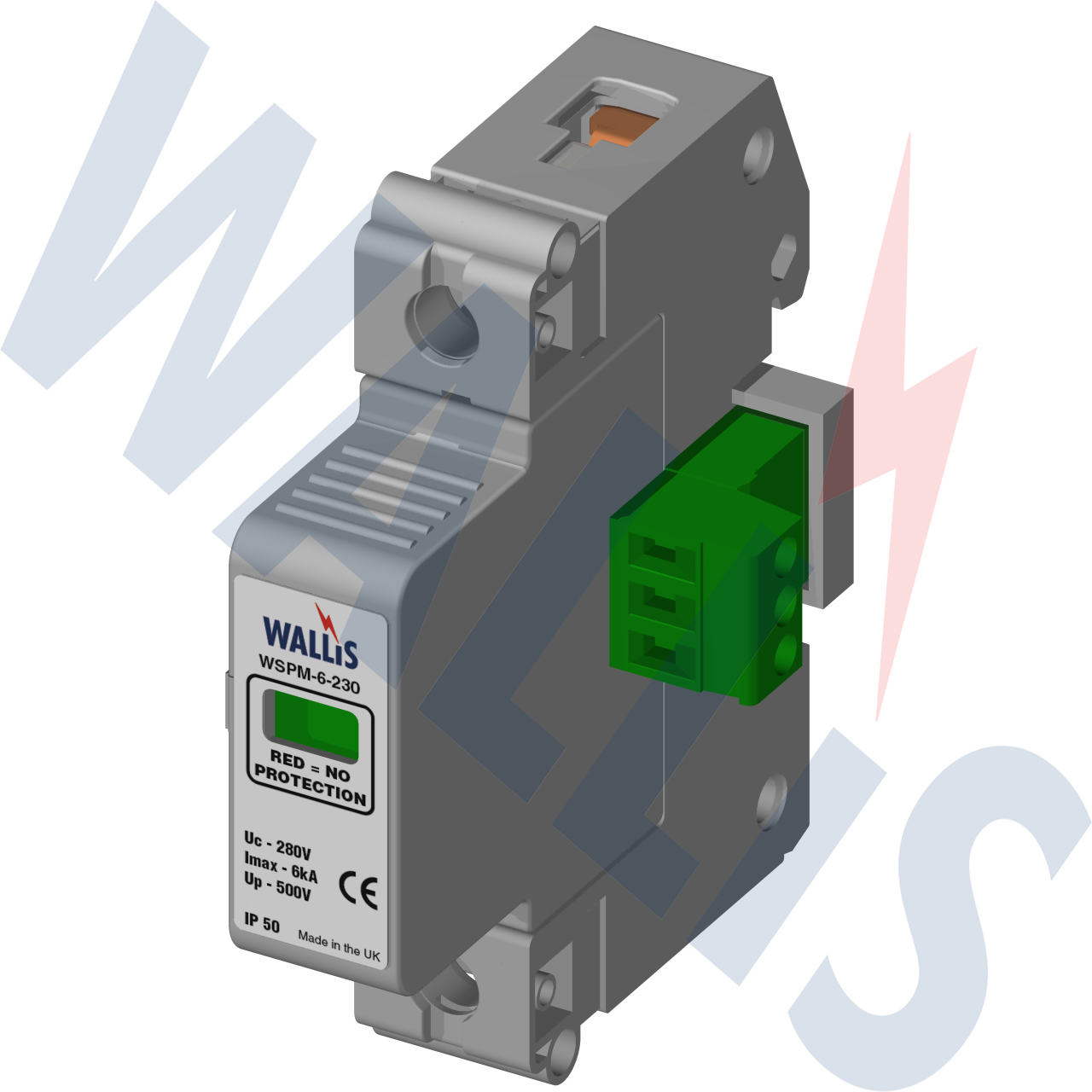 The WSP1M-6-230R Wallis mains distribution protection surge protector