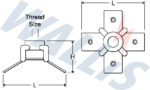 Dimensional drawing of an air rod ridge saddle