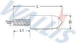 Dimensional drawing of a driving spike