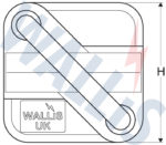 Dimensional drawing of a multi purpose rod to cable to tape clamp