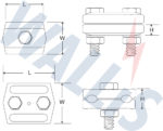 Dimensional drawing of a parallel groove clamp