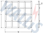 Dimensional drawing of a solid copper lattice mat