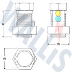 Dimensional drawing of a split bolt connector