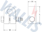 Dimensional drawing of a split connector clamp