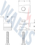 Dimensional drawing of a tower earth clamp