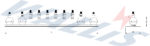 Dimensional drawing of a double disconnecting link earth bar