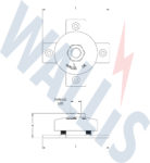 Dimensional drawing of a light duty air rod saddle