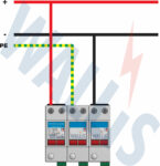 Wiring diagram of a WSP-T1PV2-12 photovoltaic surge protector