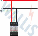 Wiring diagram of a WSP-T2PV2-40-1000 photovoltaic surge protector