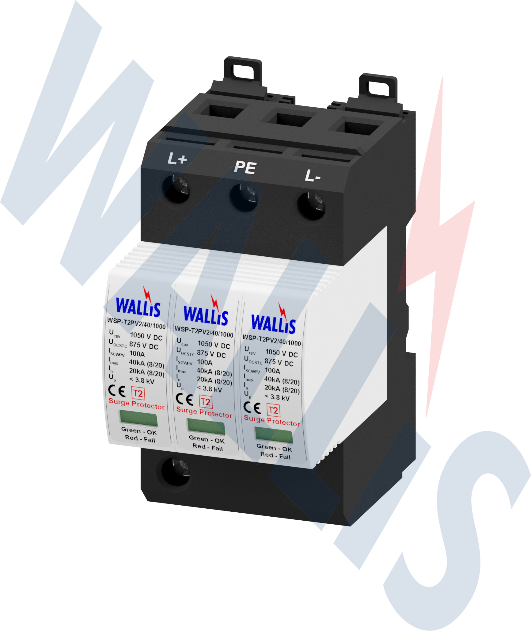 The WSP-T2PV2-40-1000 Wallis photovoltaic surge protector