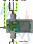 Wiring diagram of a WSP240-16A-BX mains single circuit surge protector