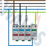 Wiring diagram of a WSP415-III-TT mains distribution surge protector