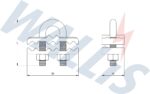 Dimensional drawing of u bolt clamp