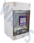 An image of a Wallis single phase surge protection device in a plastic enclosure