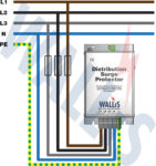 Wiring diagram of a WSP415M1R mains distribution surge protection device