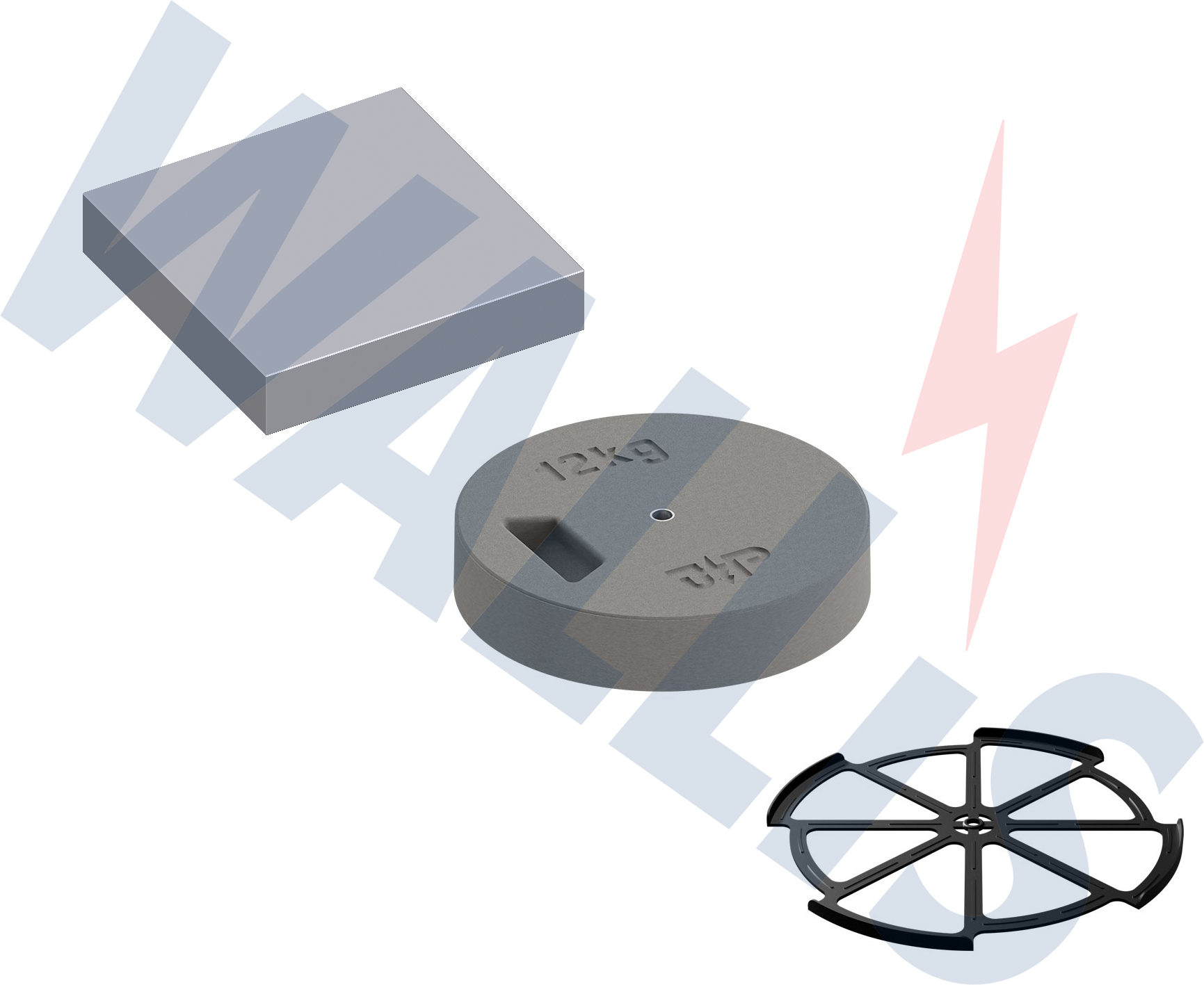 An image of bases used to support free-standing air terminals.